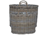 Planter Basket with Storage 2 pcs Grey Lacak Rattan 42020951