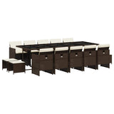 15 Piece Garden Dining Set with Cushions Brown Poly Rattan 3210633