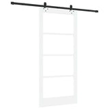 Sliding Door White 93 x 202 cm Solid Pine Wood and Glass 3332316