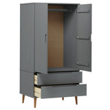 Wardrobe MOLDE Grey 90x55x175 cm Solid Wood Pine 350524