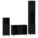 ZNTS 3 Piece Bathroom Furniture Set Black Engineered Wood 3190292