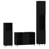 ZNTS 3 Piece Bathroom Furniture Set Black Engineered Wood 3190292