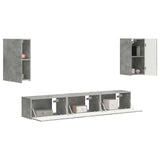 TV Cabinet Set Wall-mounted 5 pcs Concrete Grey Engineered Wood 3409072