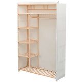 Wardrobe Cream Pinewood and fabric Large Wardrobe Rectangular 42976