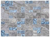 Mosaic Tiles 11 pcs Grey and Blue 30x30 cm Glass 327309