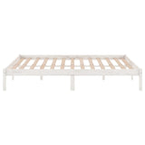 Bed Frame White Solid pine wood Double Durable Bed Frame 809998