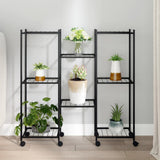 Flower Stand with Wheels 83x25x83.5 cm Black Iron 343128
