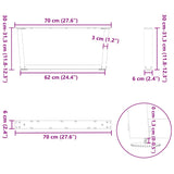 Coffee Table Legs V-Shape 2 pcs White 70x cm Steel 4012617