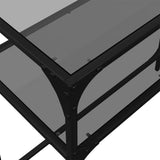 Console Table with Black Glass Top98x35x81 cm Steel 846027