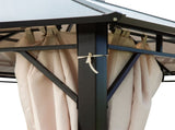 3.6 x 3 Hardtop Gazebo Canopy with Polycarbonate Roof Garden Pavilion with Removable Curtains and T3398P322112