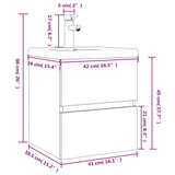 Sink Cabinet with Built-in Basin Smoked Oak Engineered Wood 3152861