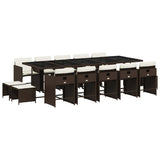 15 Piece Garden Dining Set with Cushions Brown Poly Rattan 3211173