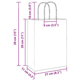 Paper Bags 250 pcs with Handles White 21x11x28 cm 4101615
