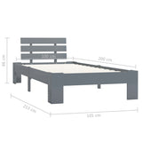 Bed Frame without Mattress Grey Solid Pine Wood 100x200 cm 283167