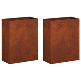 Garden Planter 2 pcs Rusty 40 x 20 x 40 cm Weathering Steel 8005413
