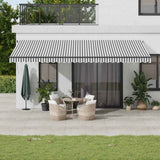 ZNTS Manual Retractable Awning Anthracite and White 600x300 cm 3310243