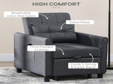 Linen-Look Single Chair Bed - Grey T3398P329985