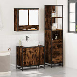 ZNTS 3 Piece Bathroom Furniture Set Smoked Oak Engineered Wood 3301157