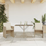 3 Piece Bistro Set with Cushions Beige Poly Rattan 365066
