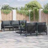 Garden Sofa Set with Cushion 6 pcs Black Steel 3378955