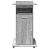 Lectern with Wheels & Drawer Grey Sonoma 55x55x107 cm Engineered Wood 848029