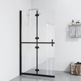 Foldable Walk-in Shower Wall Half Frosted ESG Glass 110x190 cm 151190