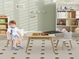 3-Piece Kids Table and Chairs Set with Convertible Desk and Storage Grid, Kids Activity Table for T3398P347724