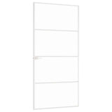 Interior Door White 93x201.5 cm Tempered Glass&Aluminium Slim 153668