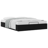 Ottoman Bed Frame Black Queen Size Faux Leather 3403065
