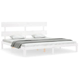 Bed Frame without Mattress White Super King Size Solid Wood Pine 3193547