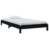 Stack Bed without Mattress Black 75x190 cm Small Single Solid Wood Pine 820411