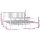 Metal Bed Frame without Mattress with Footboard Black 180x200cm 350886