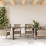 Garden Table with Glass Top Light Grey 190x80x74 cm Poly Rattan 365308