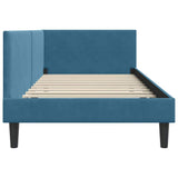 Corner Bed Frame with Headboard Blue 100 cm x 200 cm Velvet 42016235