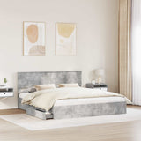 Storage Bed Concrete Grey 200 x 200 cm Engineered Wood 3408427
