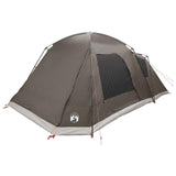 Cabin Tent with Roof Brown grey 12-Person Polyester and Steel 42029009