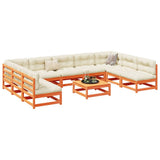 10 Piece Garden Sofa Set Wax Brown Solid Wood Pine 3299593