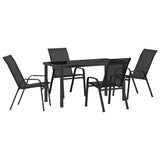 Garden Dining Set 5 pcs Black Powder-coated Steel 3379116