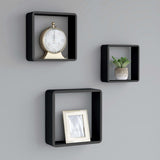 Wall Cube Shelves 3 pcs Black MDF 323953