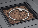 Outdoor PE Rattan Gas Fire Pit Table, Patio Square Propane Heater with Rain Cover, Mesh Lid and Lava T3398P325193