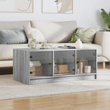 Coffee Table with Glass Doors Grey Sonoma 102x50x42 cm 836418
