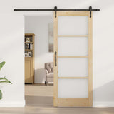 Sliding Door Natural 83 x 202 cm Solid Pine Wood and Glass 3332333