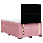 ZNTS Box Spring Bed with Mattress Pink 120x190 cm Small Double Velvet 3290863