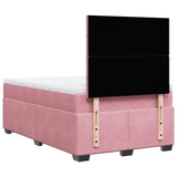 ZNTS Box Spring Bed with Mattress Pink 120x190 cm Small Double Velvet 3290863