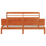 Bed Frame with Headboard 2 pcs Wax Brown Solid Pine Wood 3422719