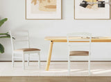 Dining Chair 2 pcs White and Brown Solid Rubber Wood 42020499
