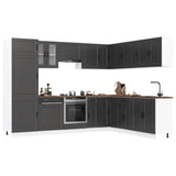 14 Piece Kitchen Cabinet Set "Porto" Black Engineered Wood 3314992