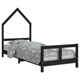 Kids Bed Frame Black 80x200 cm Solid Wood Pine 834566