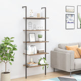 5-Tier Leaning Shelf Dark Brown and Black 64x35x185 cm 336386
