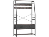 Coat Rack with Shoe Storage, Hall Tree, Industrial Coat Stand with Shoe Bench, 10 Removable Hooks, 2 T3398P423864